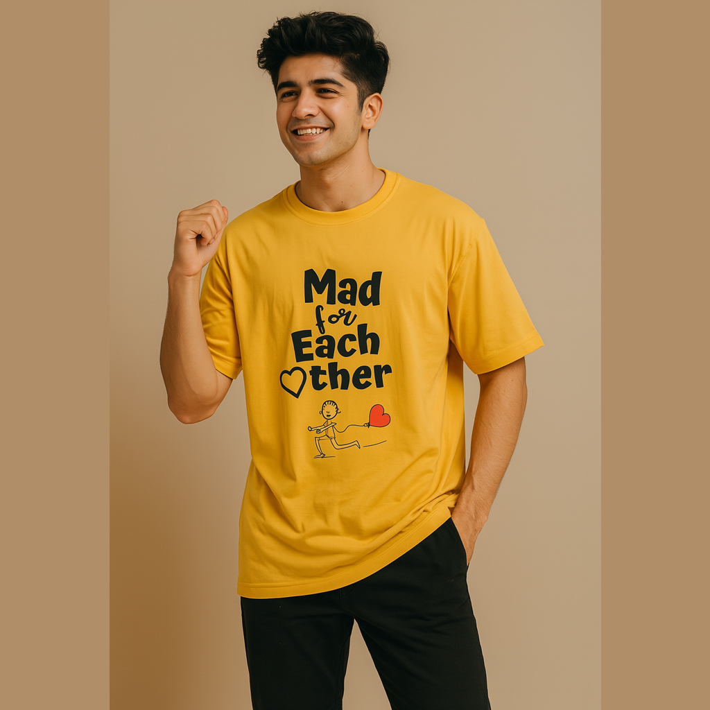 Mad for Each other Round Neck Half Sleeve bright yellow T-Shirt Mad for Each other Round Neck Half Sleeve bright yellow T-Shirt