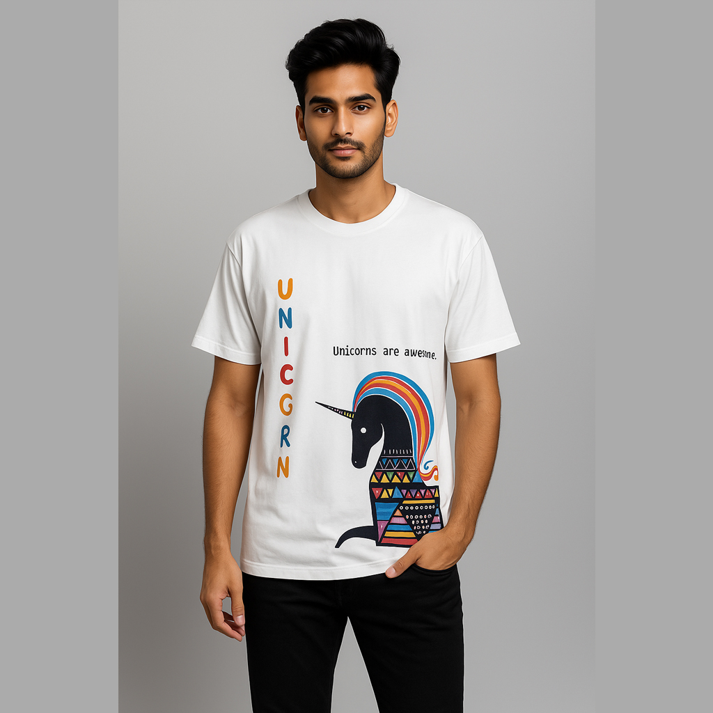 Men Printed Round Neck Cotton Blend White T-Shirt. Premium quality Men Printed Round Neck Cotton Blend White T-Shirt. Premium quality